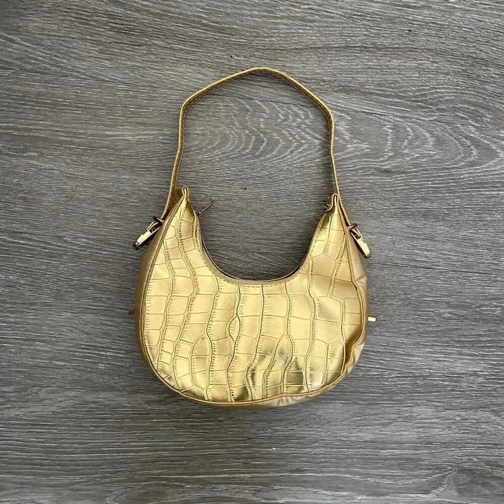 Gold mcbling crocodile embossed faux
